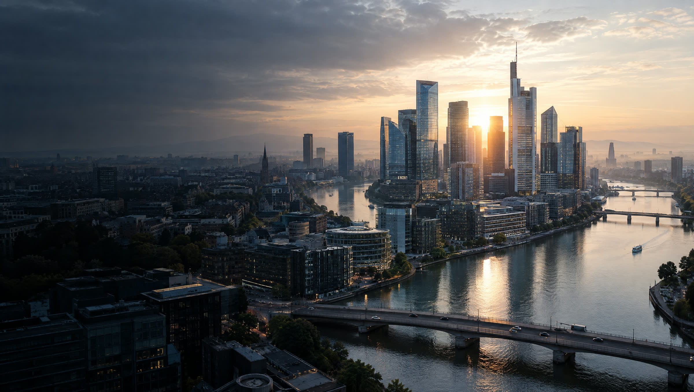 A city at first light
